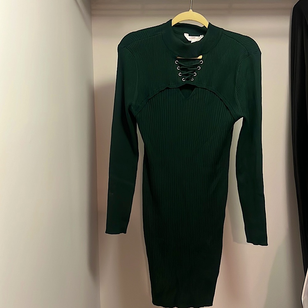 Green sweater dress